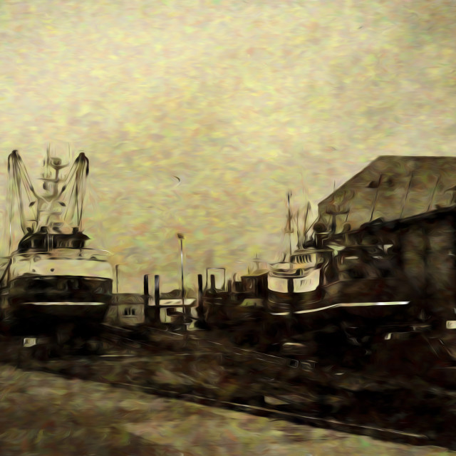 "Boatyard" by Barry Whyte - £15.00 "Boatyard" stock image