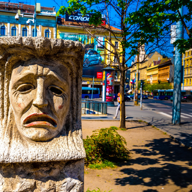"Statue on the Blaha Lujza Square in Budapest" stock image