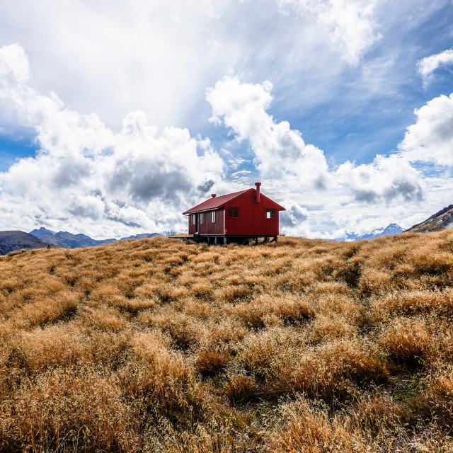 "Brewster Hut, Mt Aspiring National Park, NZ" stock image