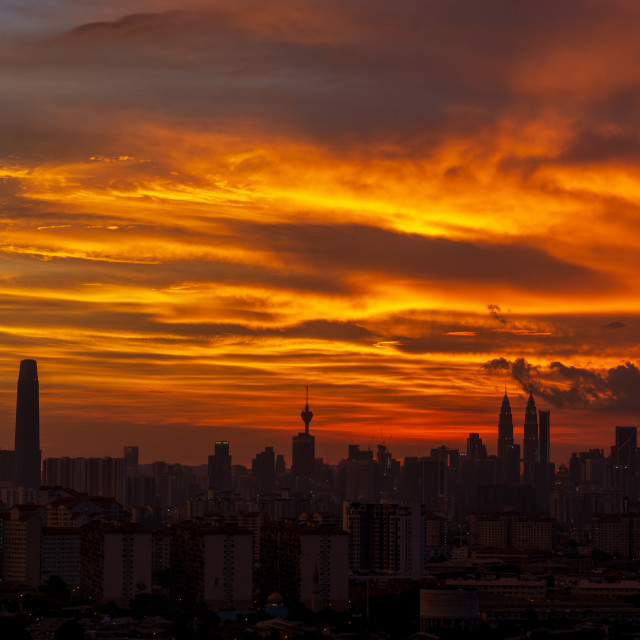 "Majestic sunset over downtown Kuala Lumpur" stock image