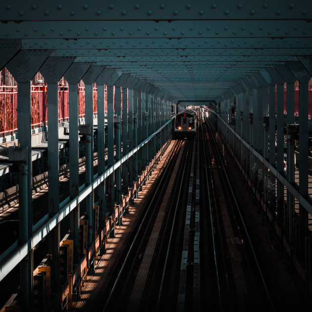 "Williamsburg Bridge Subway" by Philip Mowbray - $18.97 "Williamsburg Bridge Subway" stock image