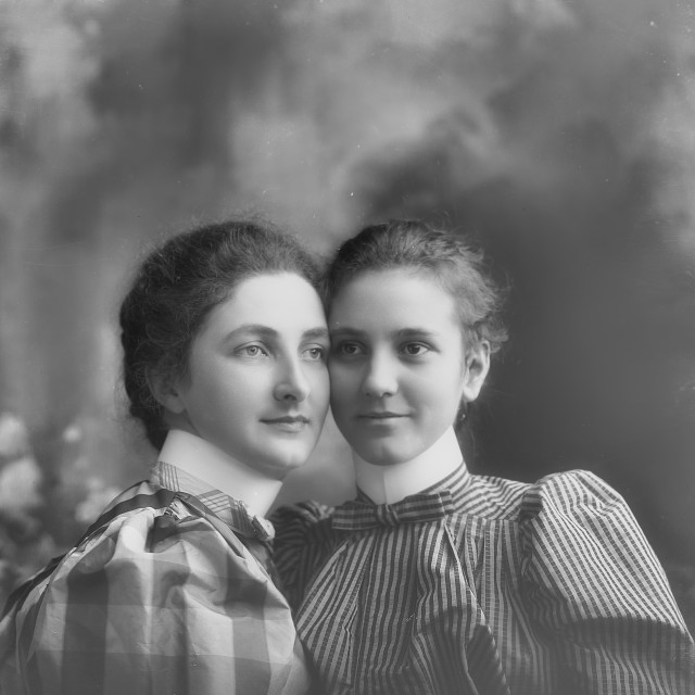 "Antique Portrait of Two Women in elegant dresses" by JOHN MOUNT - $25.10 "Antique Portrait of Two Women in elegant dresses" stock image