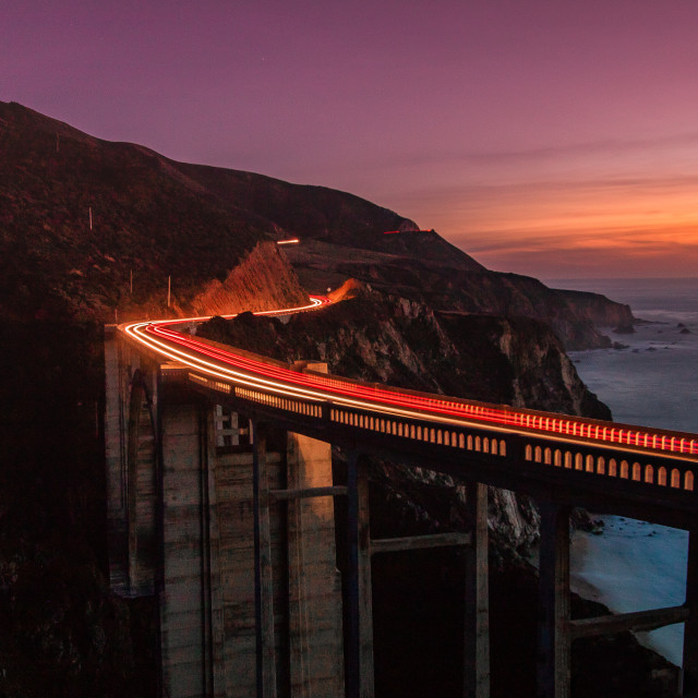 "Light Trails at Bixby" by Russell Waite Photography - $26.93 "Light Trails at Bixby" stock image