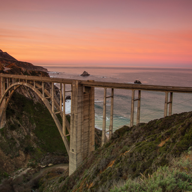 "Sunrise at Bixby Bridge ( Big Little Lies )" by Russell Waite Photography - $26.93 "Sunrise at Bixby Bridge ( Big Little Lies )" stock image
