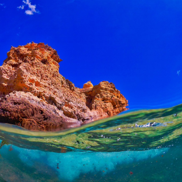 "UNDERWATER ROCK AND SEA" stock image