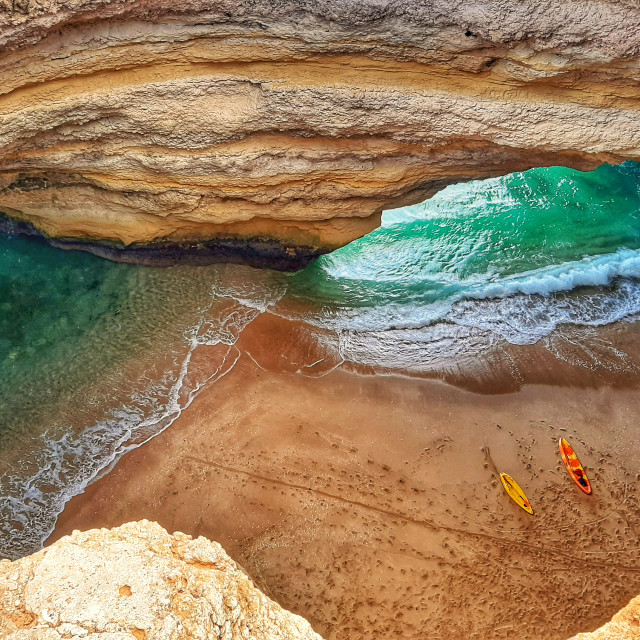 "Natural Sea Cave The Benagil in Lagoa Algarve Portugal" stock image