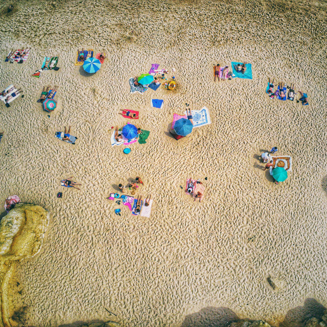 "Aerial View of People on the Sand Beach - Summer Vibes" by Pedro Venâncio - $26.55 "Aerial View of People on the Sand Beach - Summer Vibes" stock image