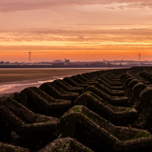 "Sunrise at Perch Rock 2" stock image