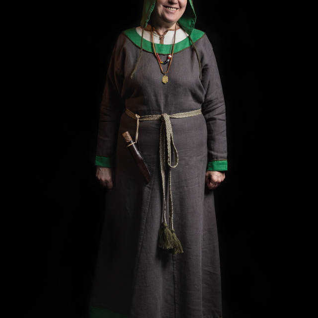 Mature viking woman smiling, full-length portrait - License, download ...