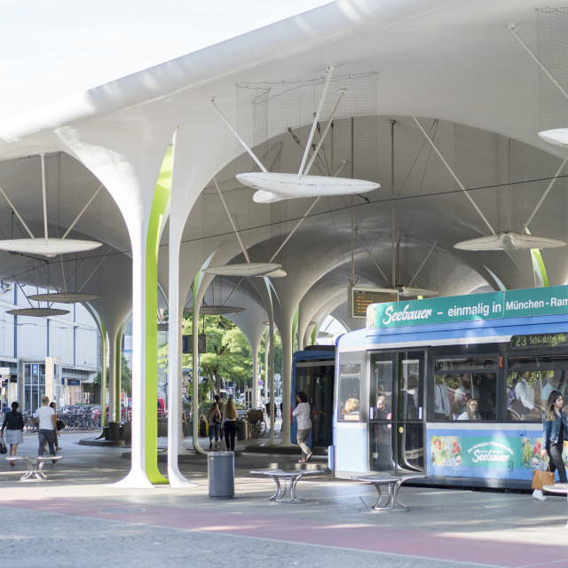 "bus and tramway stop" stock image