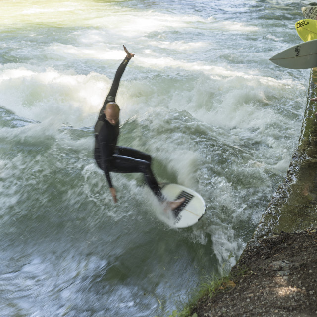 "Surfer on Eisbach Wave" stock image