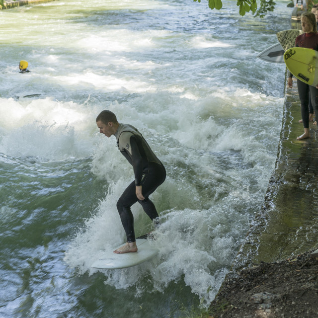 "Surfer on Eisbach Wave" stock image