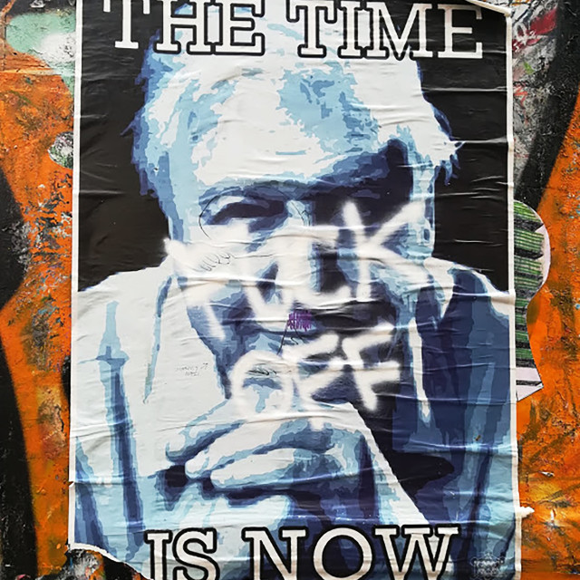 "Defaced David Attenborough Street Art" stock image