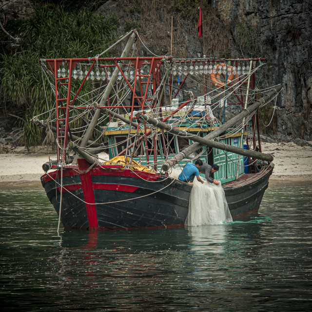 "Squid Boat Preparation" stock image
