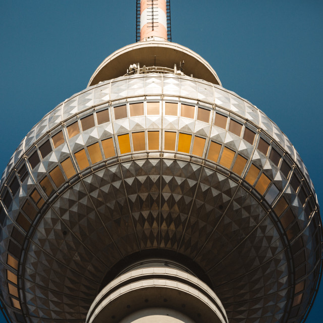 "Detail of the upper part of the Berlin landmark Fernsehturm" stock image
