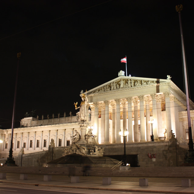 "Austrian Parliament Building at night, Vienna" stock image