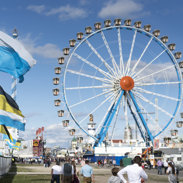 "historic ferris wheel on Oktoberfest in Munich" stock image