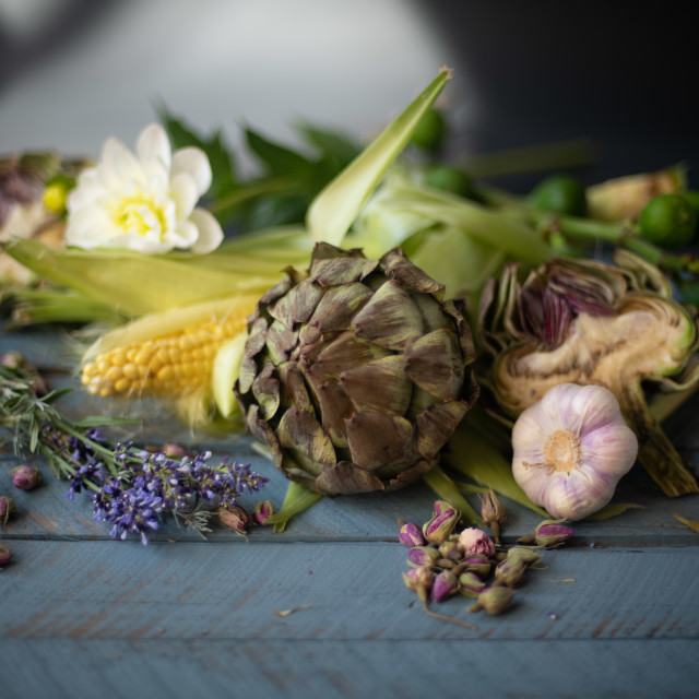 "Vege Stil Life with artichoke" by frederik enneman - £20.00 "Vege Stil Life with artichoke" stock image