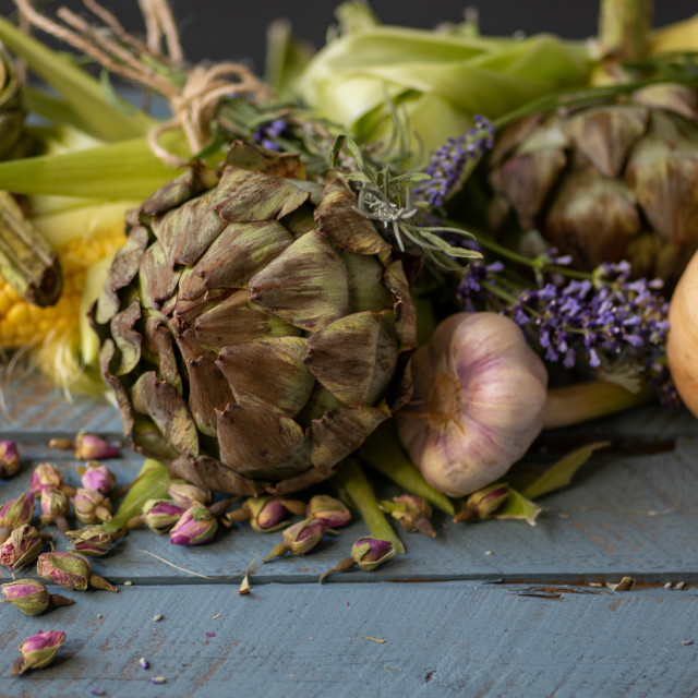 "Vege Stil Life with artichoke" by frederik enneman - £20.00 "Vege Stil Life with artichoke" stock image