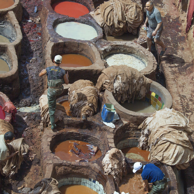 "Men at work in Tannery" stock image