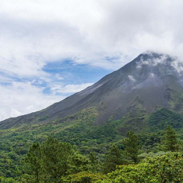"Arenal Volcano, which has an almost perfect cone shape, is one of the biggest..." stock image