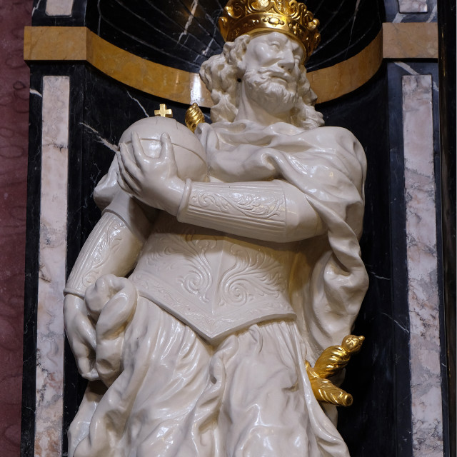 "Statue of the Saint Charlemagne, also known as Charles the Great on the altar..." stock image