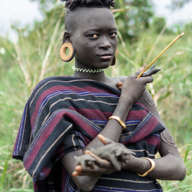 "mursi tribe in south omo valley" stock image