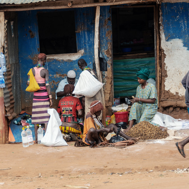 "hamar market near turmi ethiopia" stock image