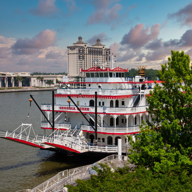 "Georgia Queen on Savannah River" stock image