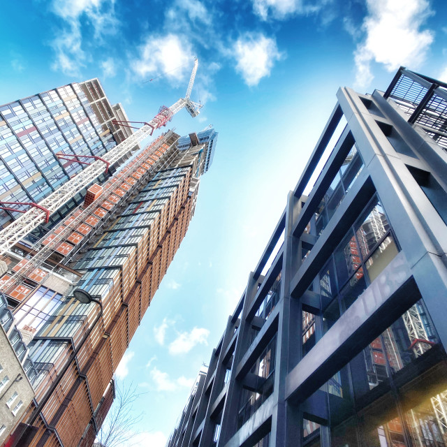 "Looking up from Sun Street" stock image