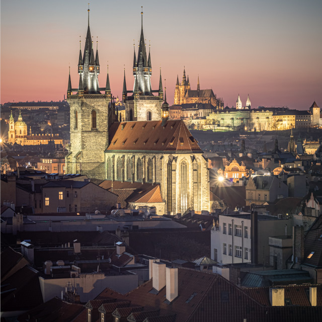 "Church of Our Lady before Týn, Prague, Czechia" stock image