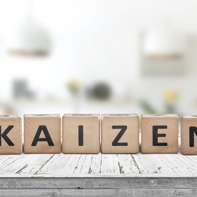"Kaizen improvement sign made of blocks" stock image