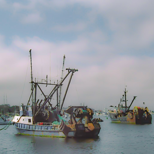 "Fishing Boats in Monterey Bay" by JOHN MOUNT - $25.14 "Fishing Boats in Monterey Bay" stock image