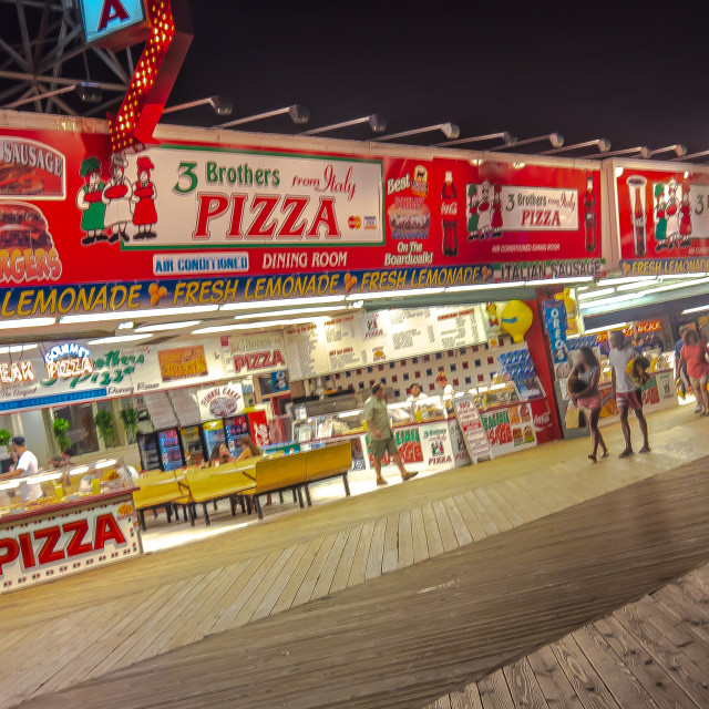 "Pizza on the Boardwalk in Seaside Heights NJ" by JOHN MOUNT - $25.14 "Pizza on the Boardwalk in Seaside Heights NJ" stock image