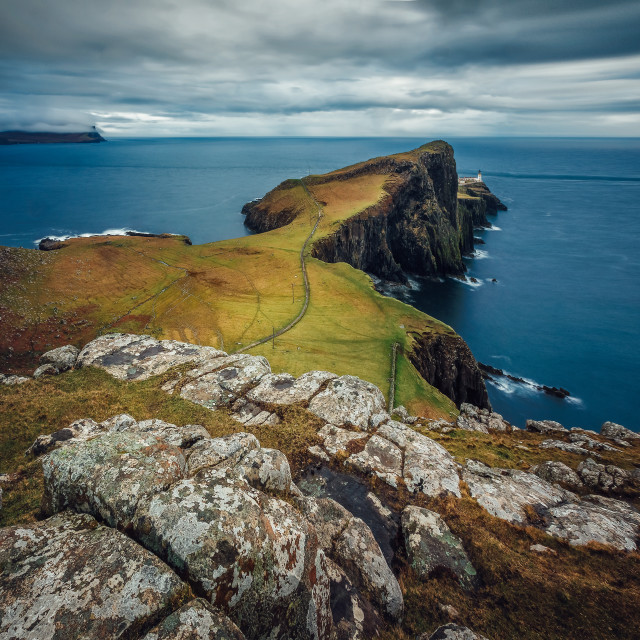 "Neist Point Lighthouse, Isle of Skye, Scotland, United Kingdom" stock image