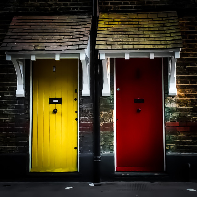 "Red door, yellow door" stock image