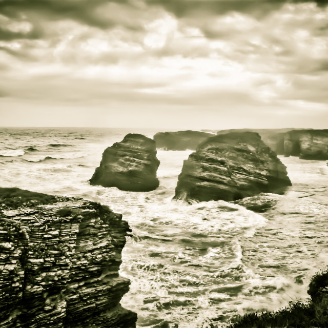 "Beach of the Cathedrals, Spain" stock image