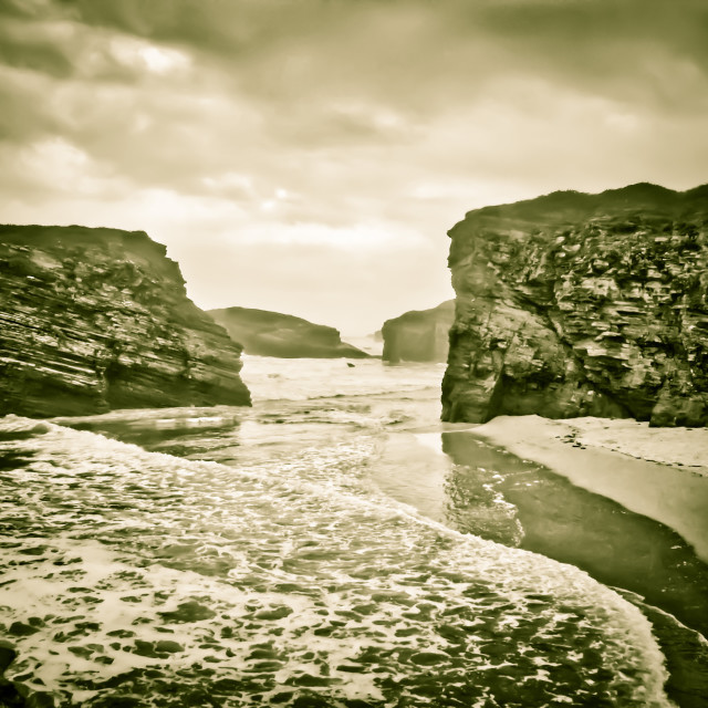 "Beach of the Cathedrals, Spain" stock image