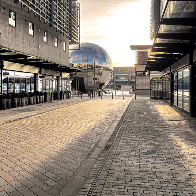 "Sunrise over Millennium Square, Bristol" stock image