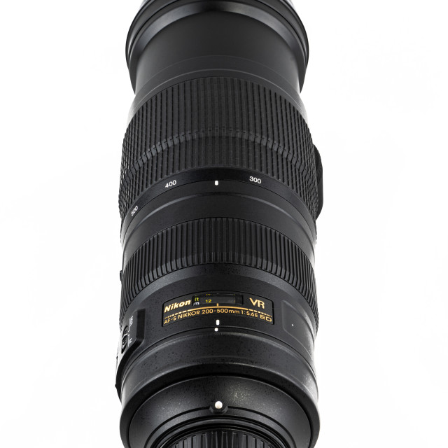 "Nikon 200mm - 500mm Zoom Lens for DSLR Camera" stock image