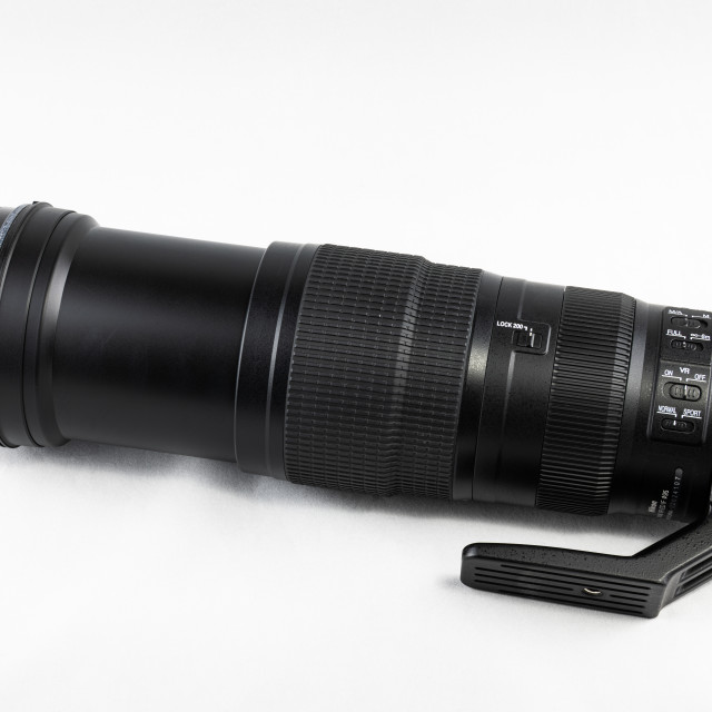 "Nikon 200mm - 500mm Zoom Lens for DSLR Camera" stock image