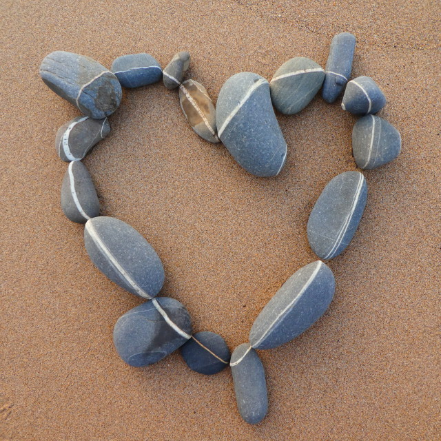 "heart from beach stones" by Lucia Pec - $12.36 "heart from beach stones" stock image