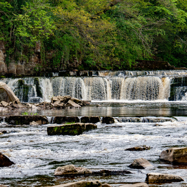 "Richmond, North Yorkshire, Ricmond Waterfalls, River Swale." stock image