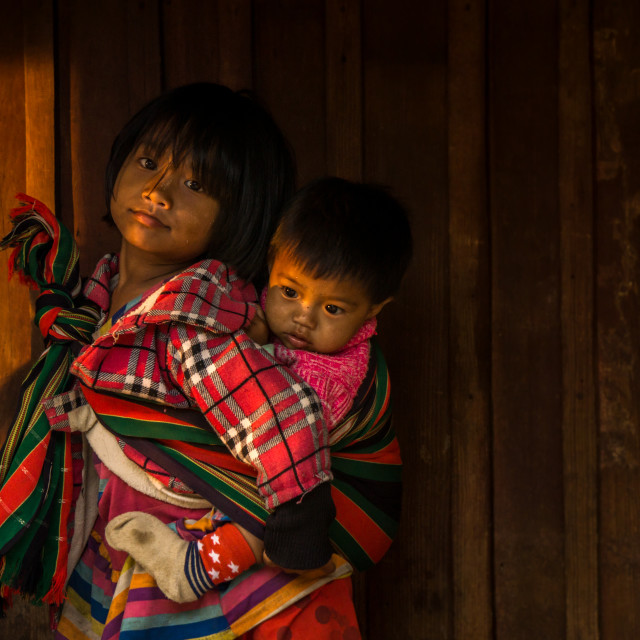 "Faces of Myanmar - Sister and brother" by Charley Vision - $4.88 "Faces of Myanmar - Sister and brother" stock image