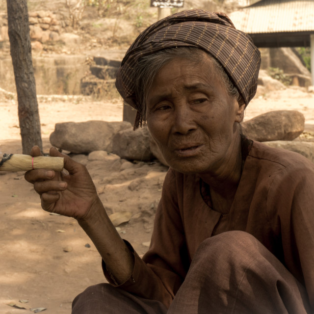 "Faces of Myanmar - Old lady with a Churchillian-sized cheroot" by Charley Vision - $4.88 "Faces of Myanmar - Old lady with a Churchillian-sized cheroot" stock image