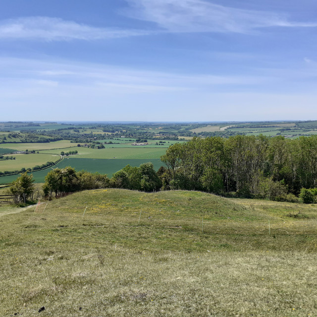 "View of the South Downs National Park from Old Winchester Hill" stock image