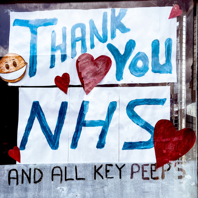 "Thank you NHS and all key peeps" stock image