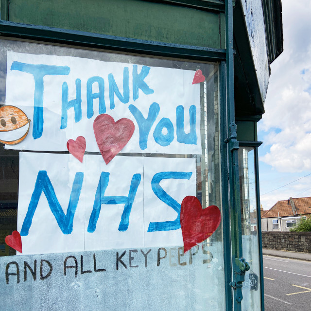 "Thank you NHS and all key peeps" stock image