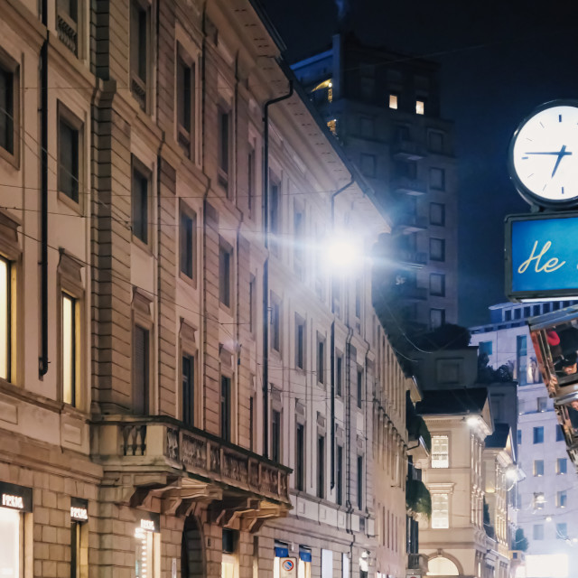 Via Montenapoleone in Milan at night Photograph by Anneleven Store