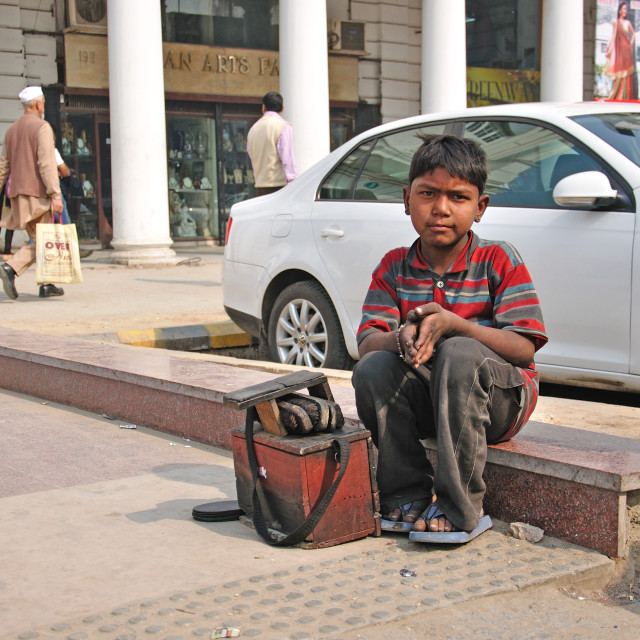 "The Shoe Shine Boy" stock image